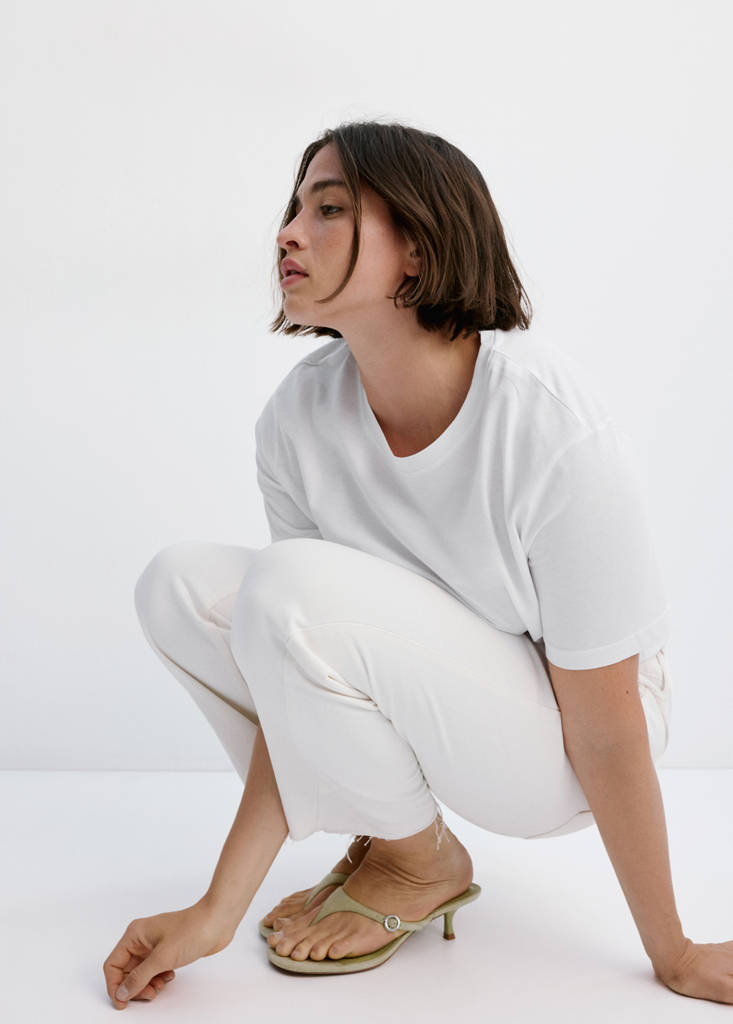 Rounded neck cotton t-shirt — White