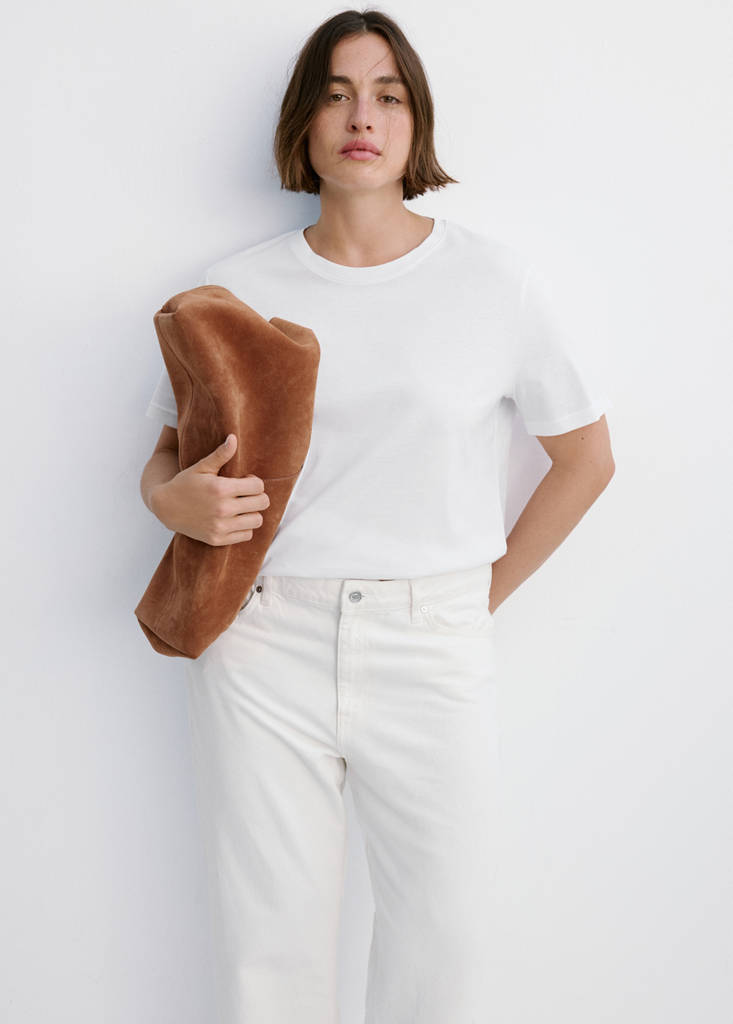 Rounded neck cotton t-shirt — White
