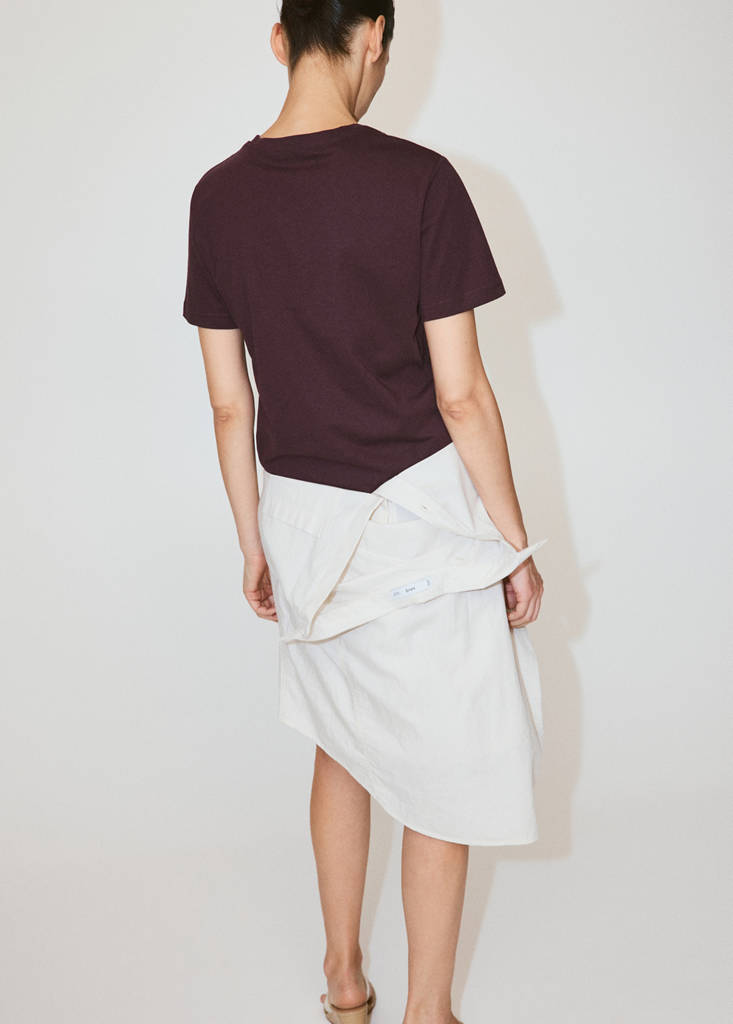 Rounded neck cotton t-shirt — Burgundy