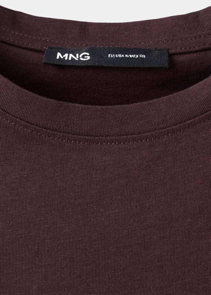 Rounded neck cotton t-shirt — Burgundy