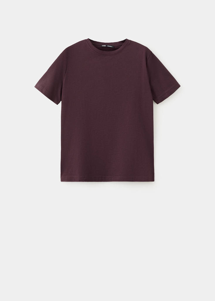 Rounded neck cotton t-shirt — Burgundy