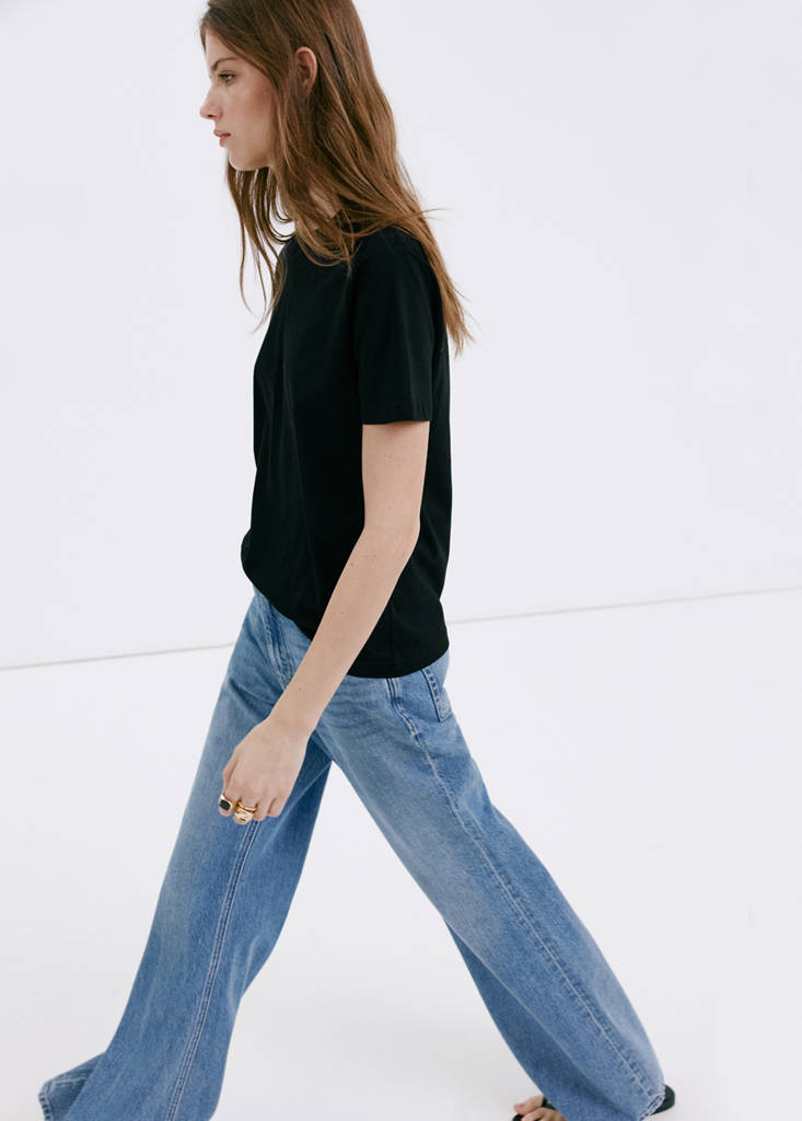 Rounded neck cotton t-shirt — Black