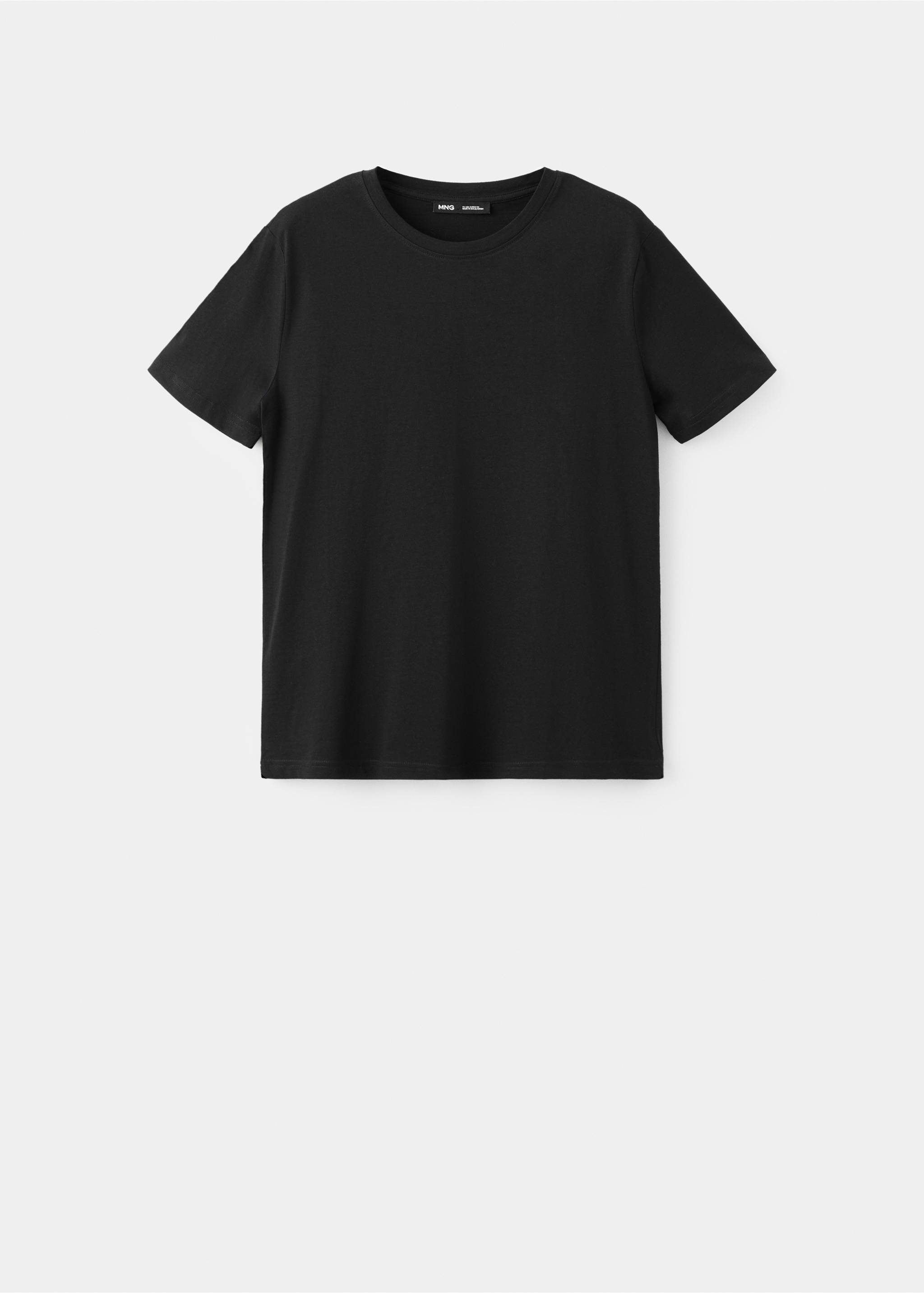 Bomullst-shirt med rund halsringning - Artikel utan modell, Svart. Ref: 37091350-00.