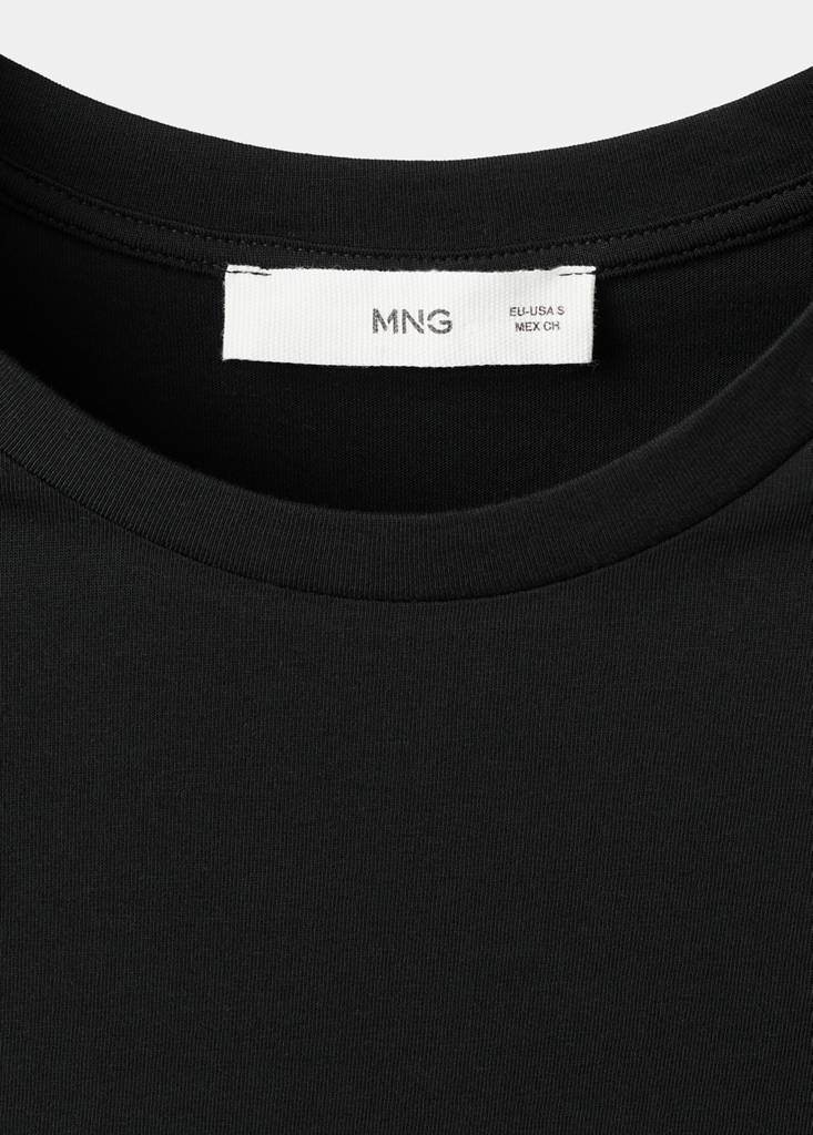 Rounded neck cotton t-shirt — Black