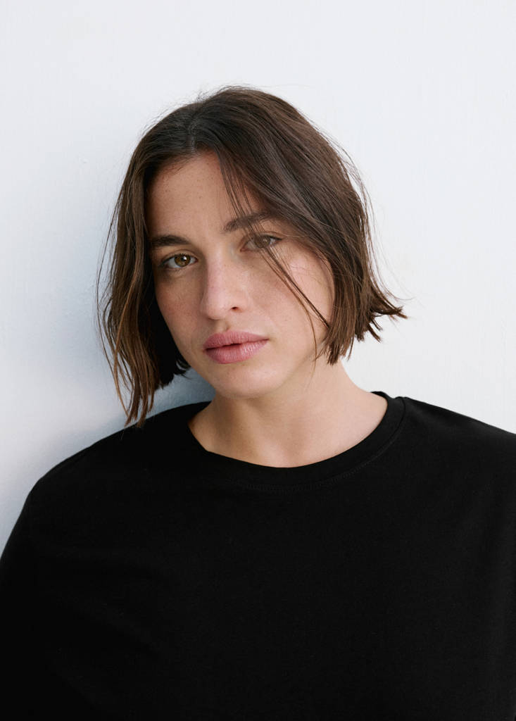 Rounded neck cotton t-shirt — Black