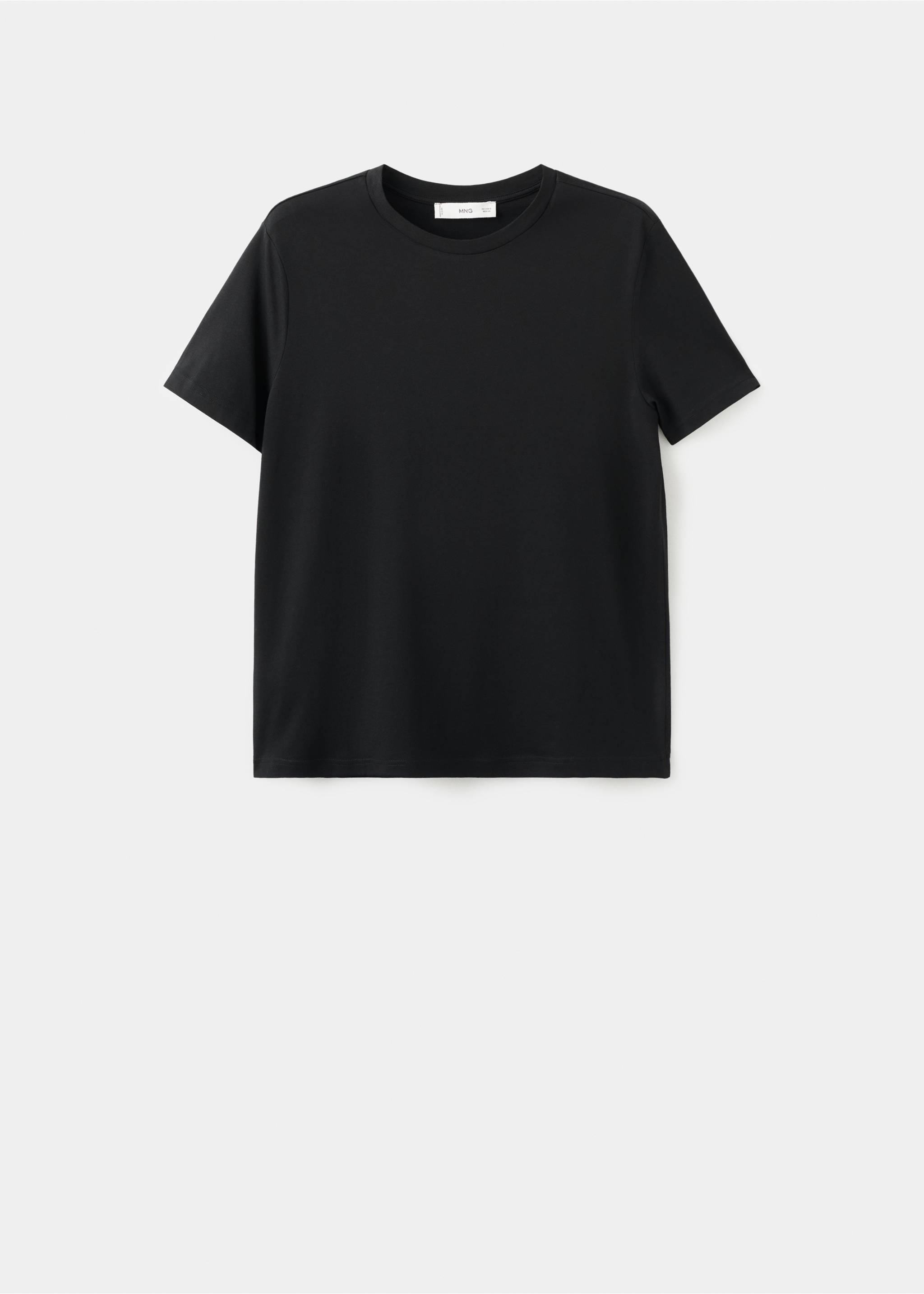 Rounded neck cotton t-shirt - Article without model, Black. Ref: 37091350-00.