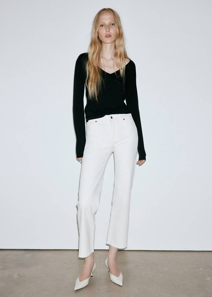 Sienna flared cropped jeans — White