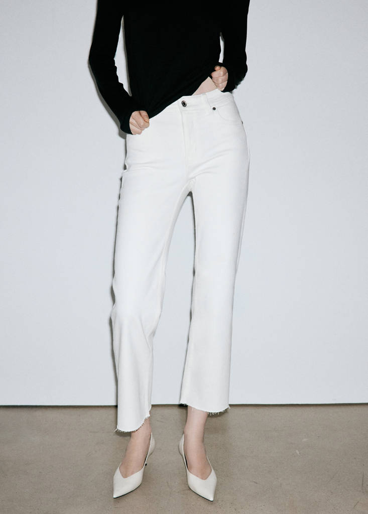 Sienna flared cropped jeans — White