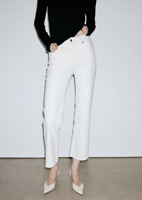 Sienna flared cropped jeans — White
