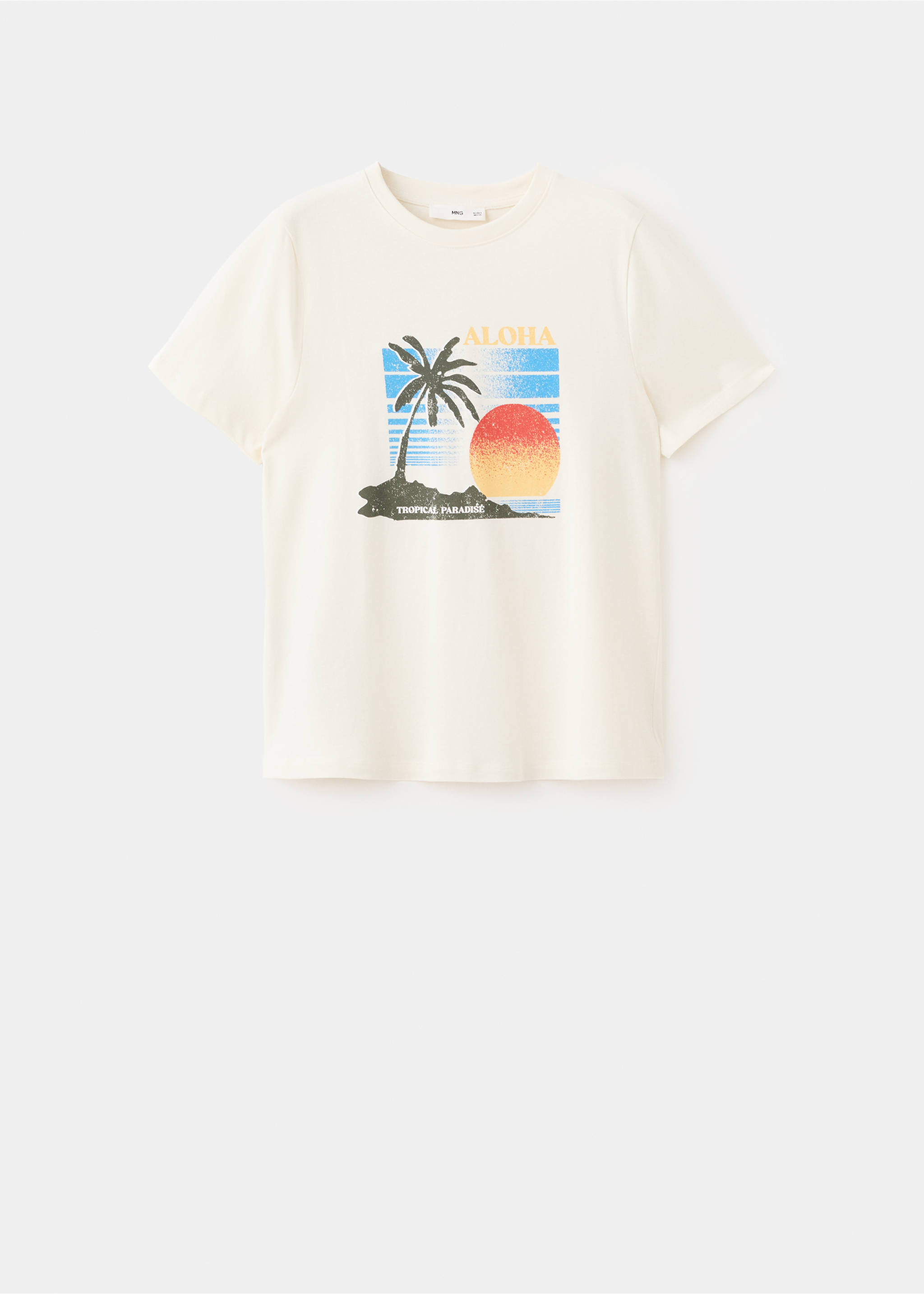 Printed cotton-blend t-shirt - Article without model, Beige. Ref: 37091352-00.