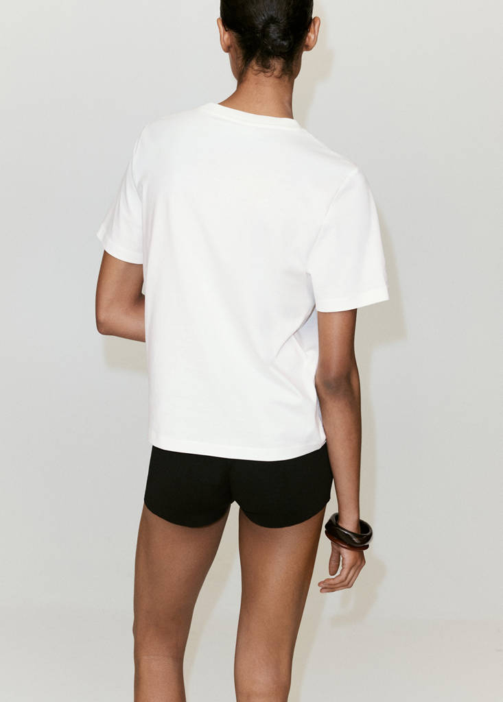 Printed cotton-blend t-shirt — Orange