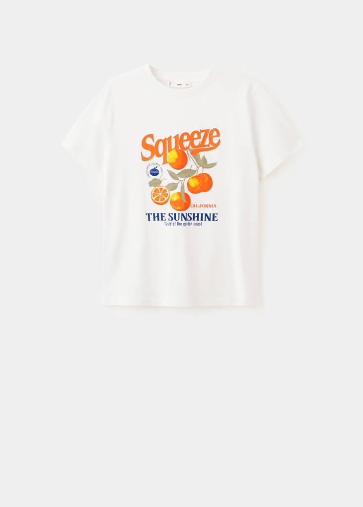 Printed cotton-blend t-shirt — Orange