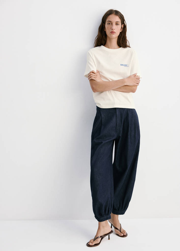 Printed cotton-blend t-shirt — Blue