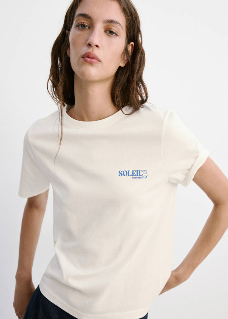 Printed cotton-blend t-shirt — Blue