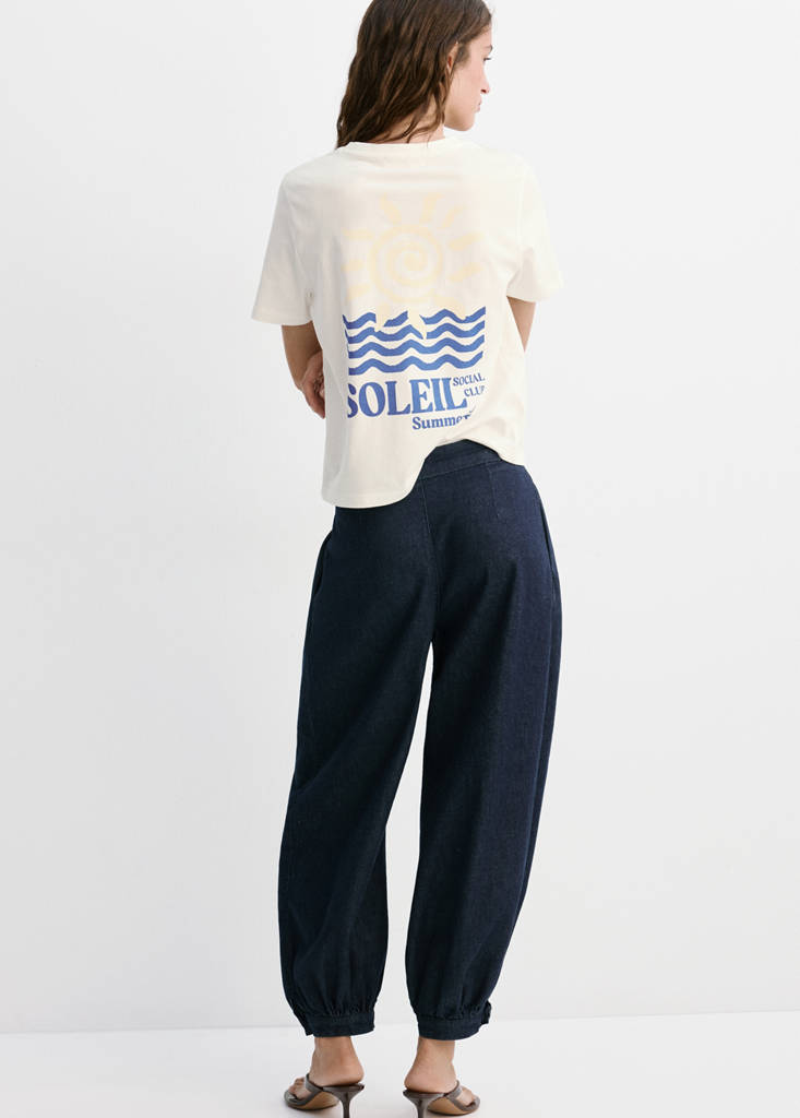 Printed cotton-blend t-shirt — Blue