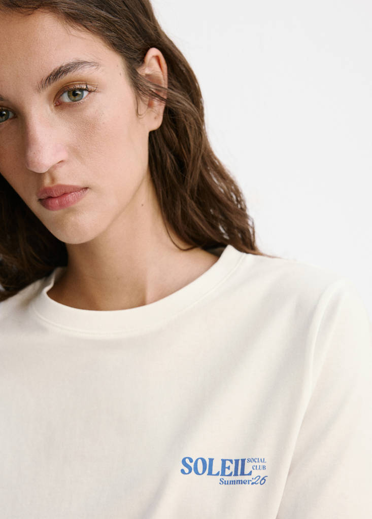Printed cotton-blend t-shirt — Blue