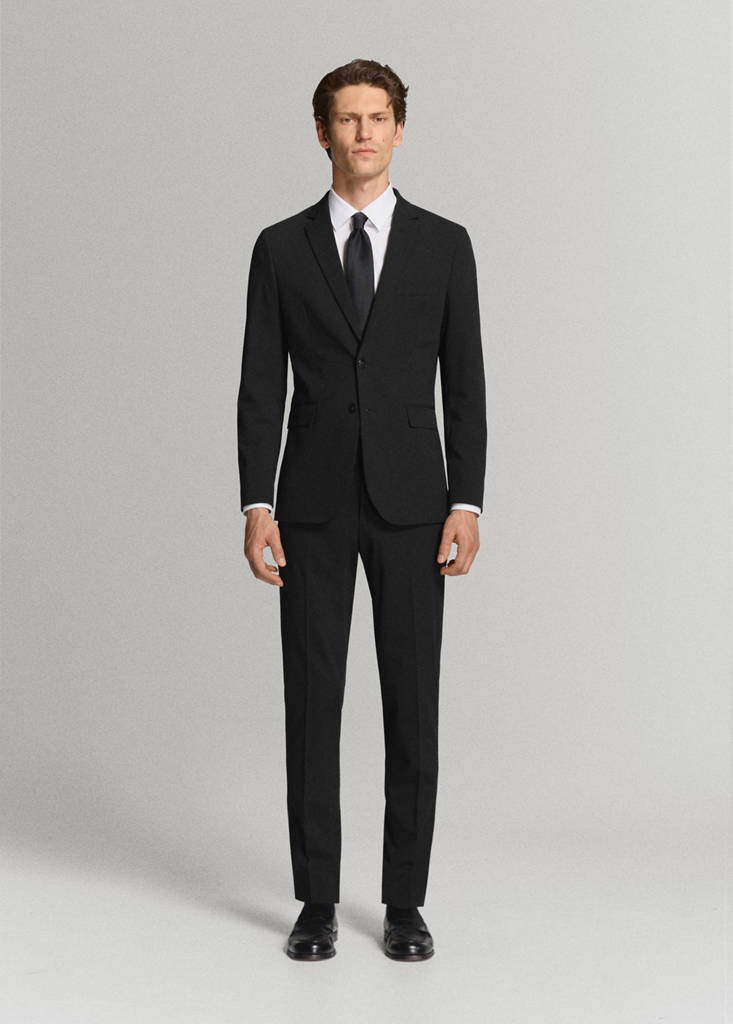 Super slim-fit suit jacket in stretch fabric — Black