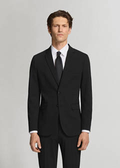 Super slim-fit suit jacket in stretch fabric — Black 1