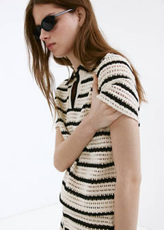 Striped crochet polo — Off White 1