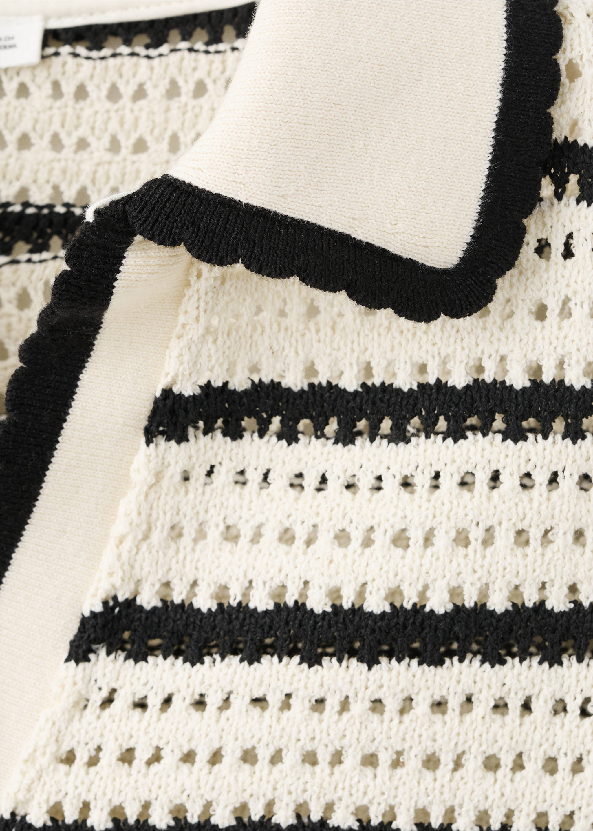 Striped crochet polo - تفاصيل المنتج 8, سكري. Ref: 37091357-00.