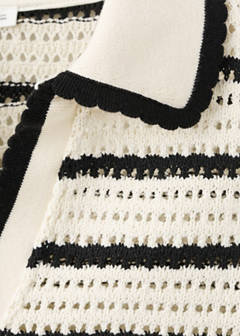 Striped crochet polo — Off White 6