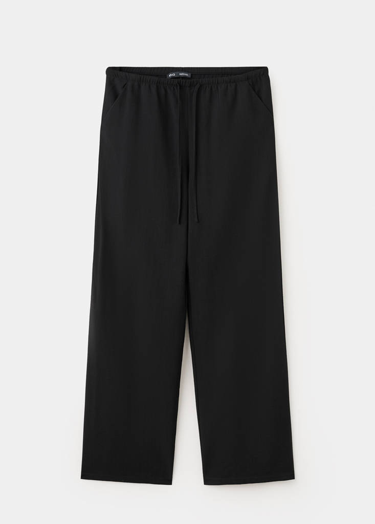Straight mid-rise trousers — Black