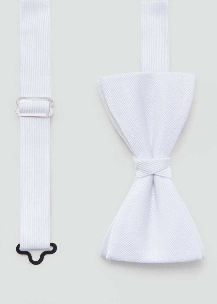 Microstructure silk bow tie — White