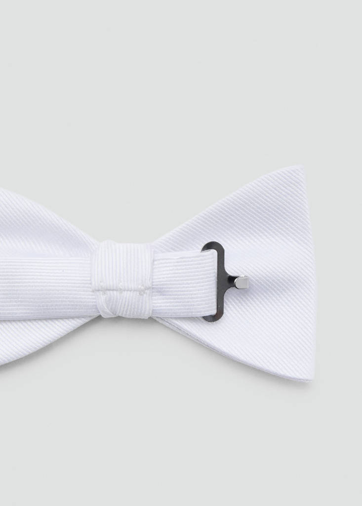 Microstructure silk bow tie — White