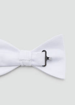 Microstructure silk bow tie — White 3