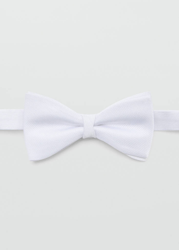 Microstructure silk bow tie — White