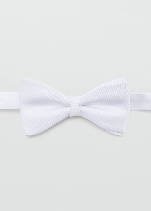 Microstructure silk bow tie — White