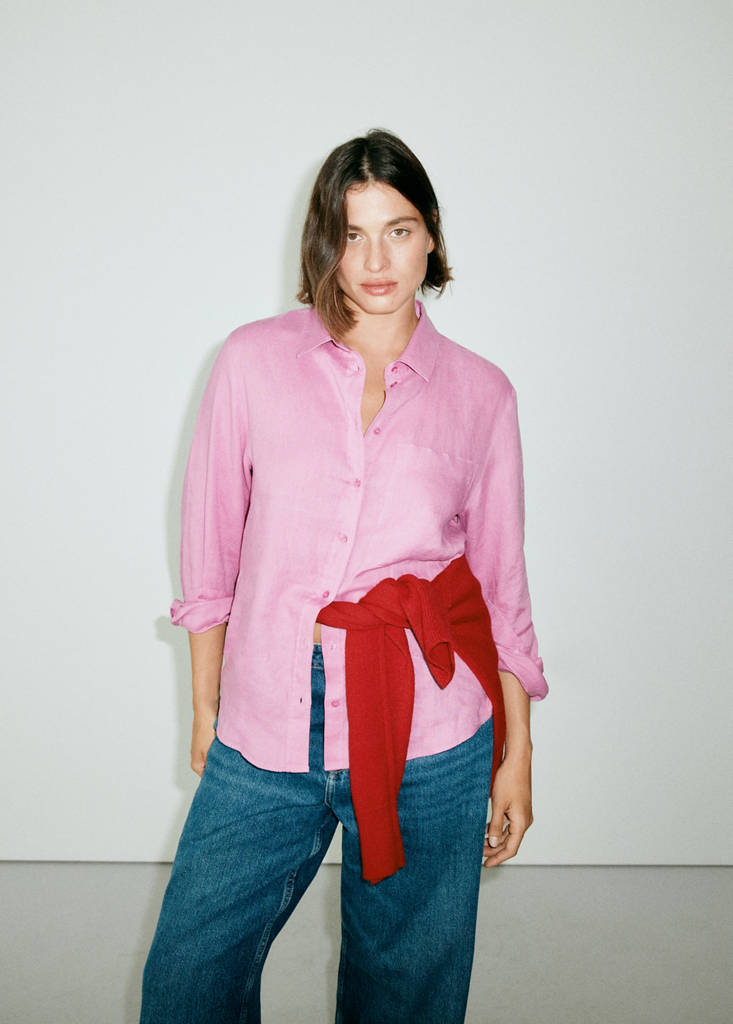 Pocket linen shirt — Pink