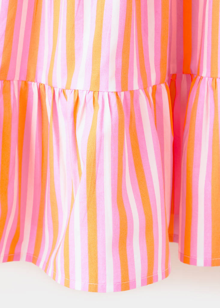 Halter cotton stripe dress — Orange
