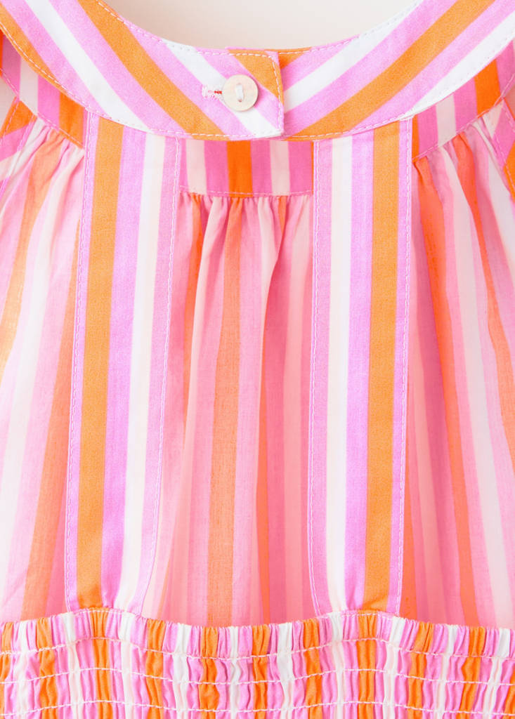 Halter cotton stripe dress — Orange