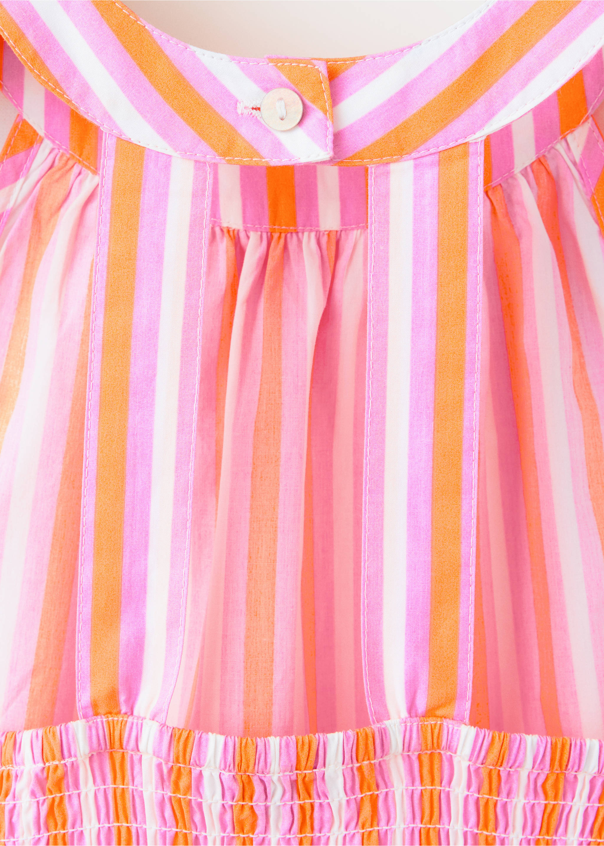 Gestreiftes Halterneck-Kleid aus Baumwolle - Detail des Artikels 0, Orange. Ref: 37091364-00.
