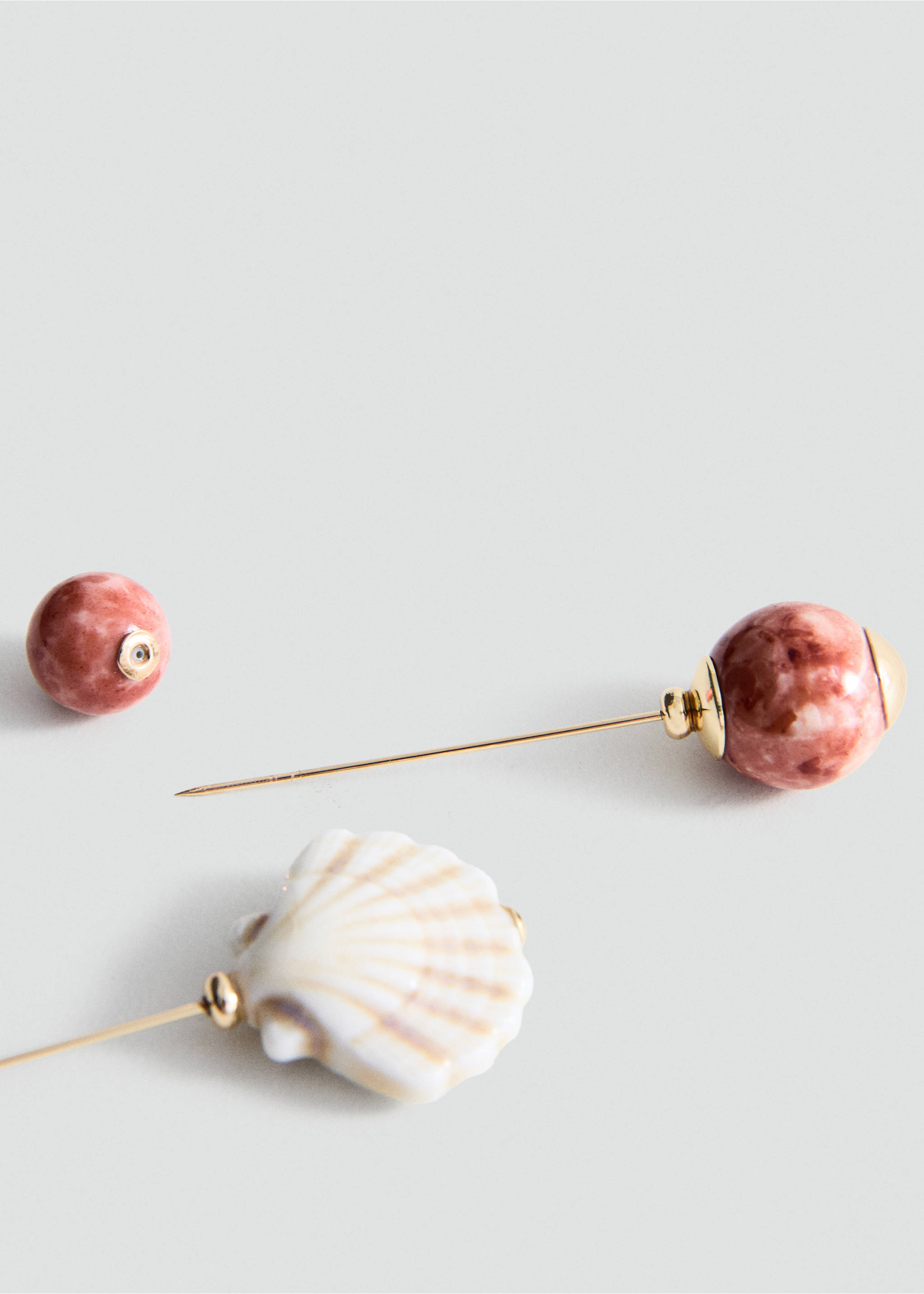 Set of 2 combined brooches - Details of the article 1, Gold. Ref: 37091365-00.