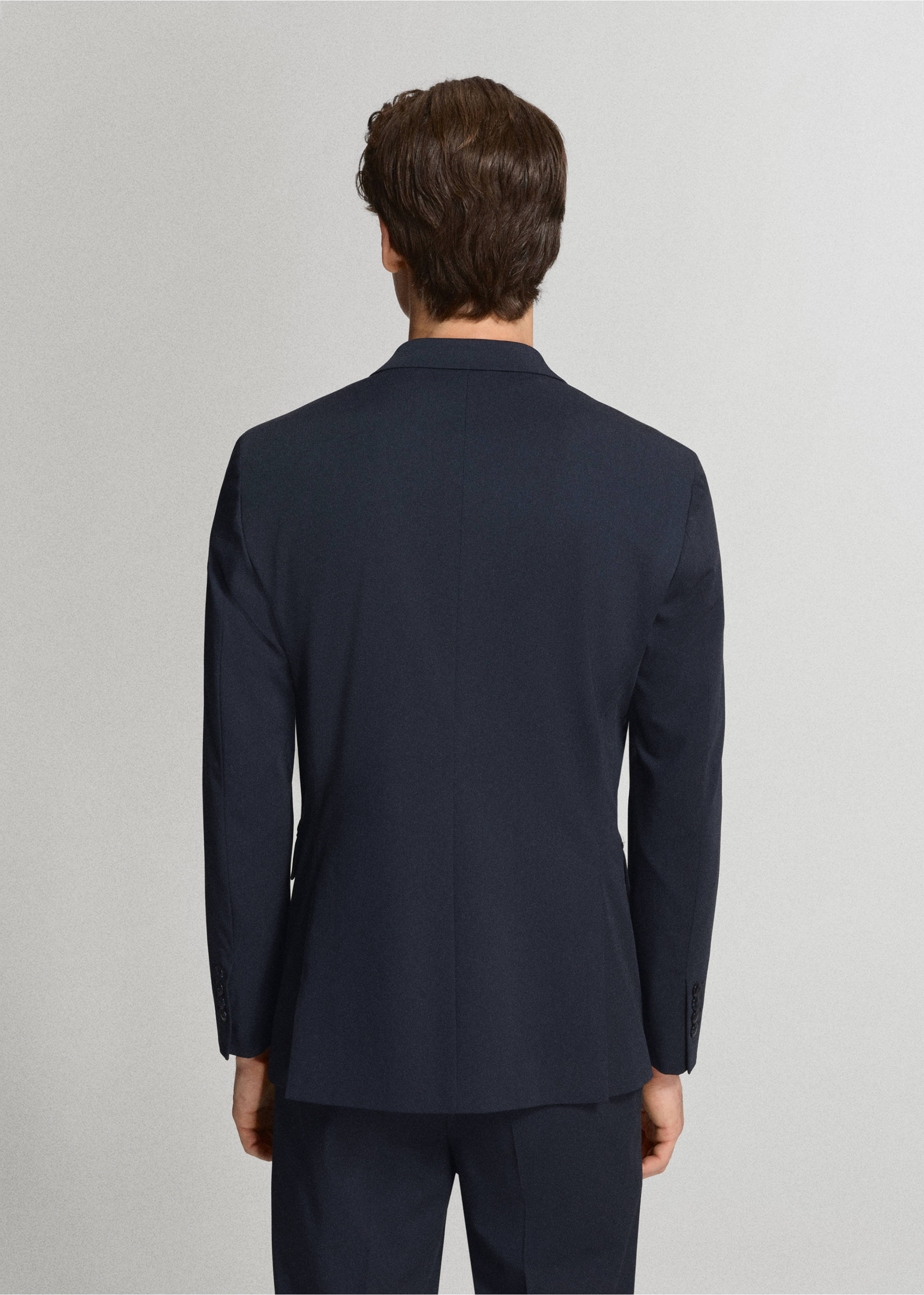Super slim-fit suit jacket in stretch fabric - Reverse of the article, Dark Navy. Ref: 37091367-00.