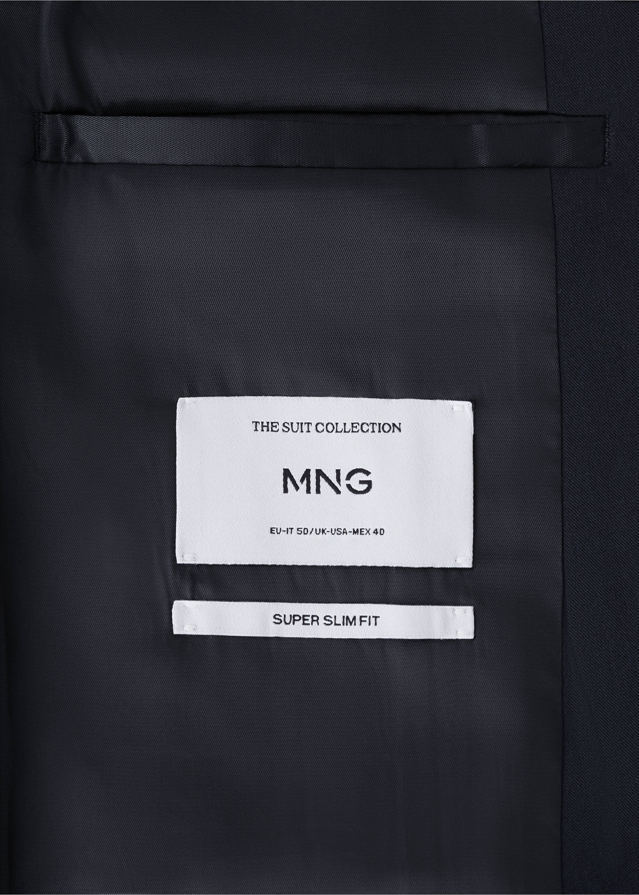 Super slim-fit suit jacket in stretch fabric - Details of the article 0, Dark Navy. Ref: 37091367-00.