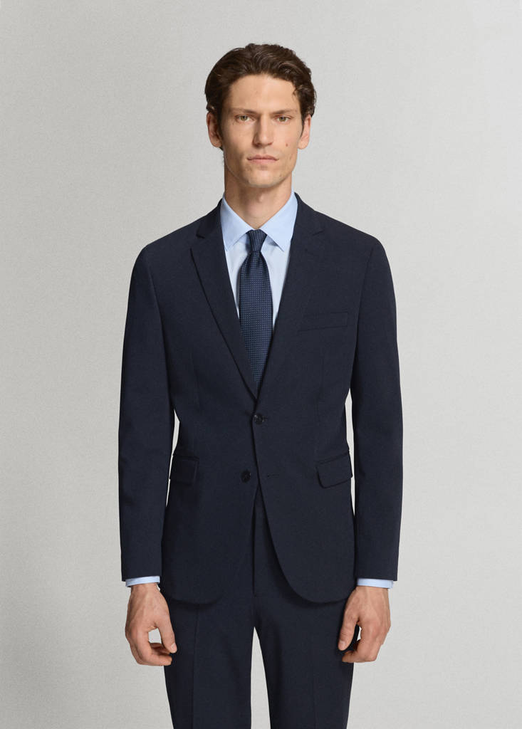 Super slim-fit suit jacket in stretch fabric — Dark Navy