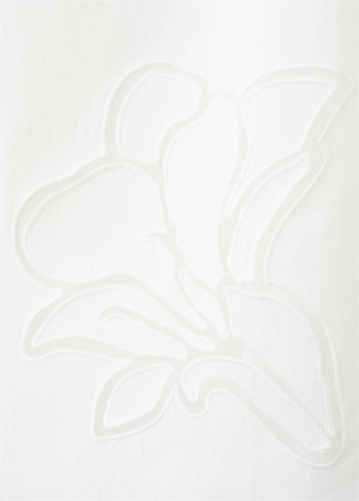 Linen skirt with floral embroidery — White