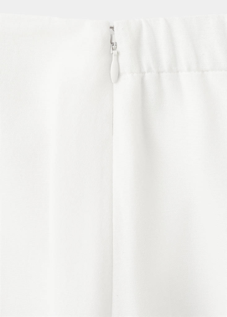 Linen skirt with floral embroidery — White