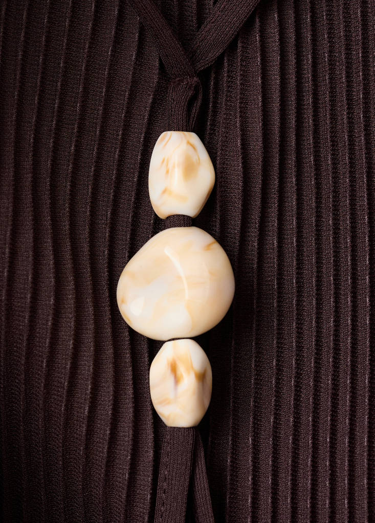 Textured top with bead detail on the back — Chocolate