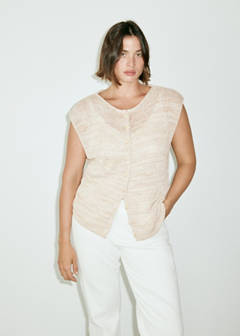 Buttoned marl knit gilet — Beige 6