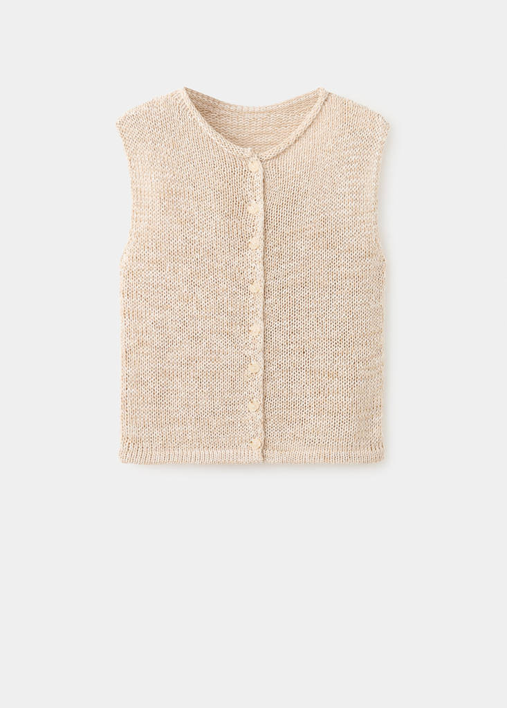 Buttoned marl knit gilet - thumbnail 4