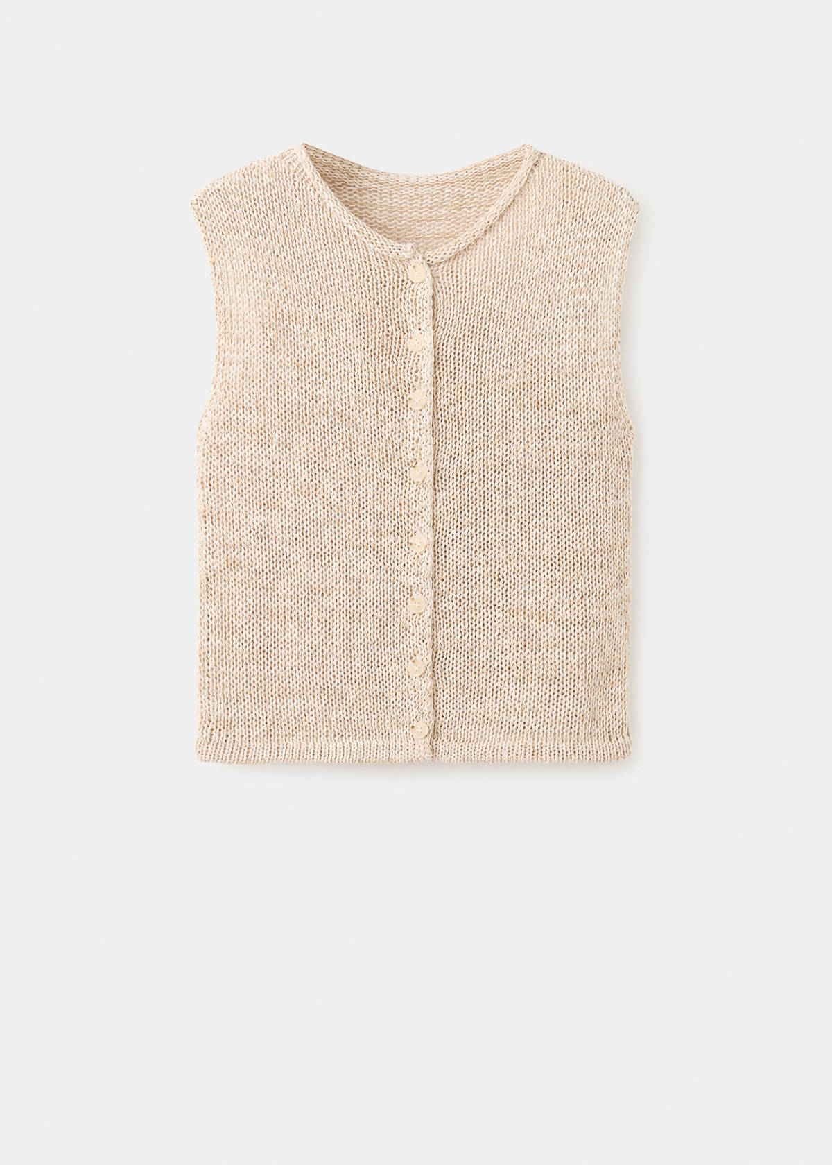 Buttoned marl knit gilet — Beige