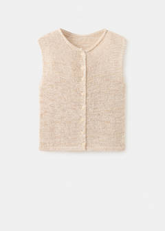 Buttoned marl knit gilet — Beige 9