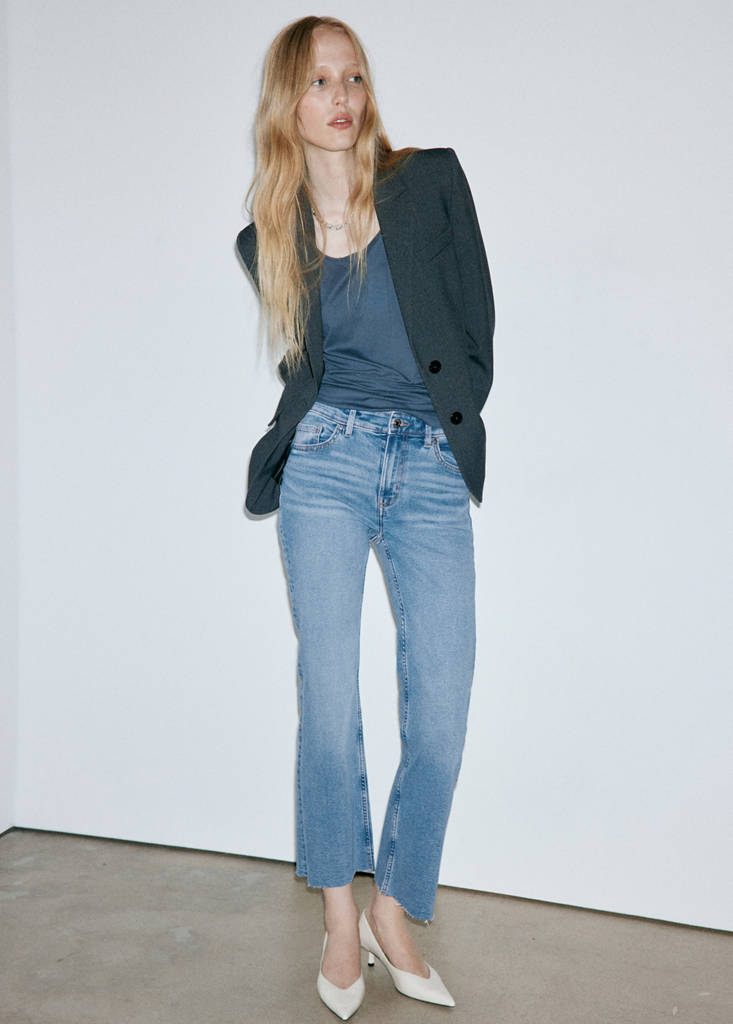 Sienna flared cropped jeans — Medium Blue
