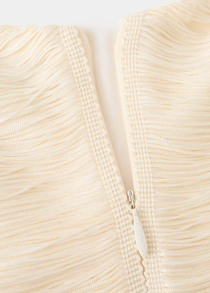 Fringed dress with low back — Ecru