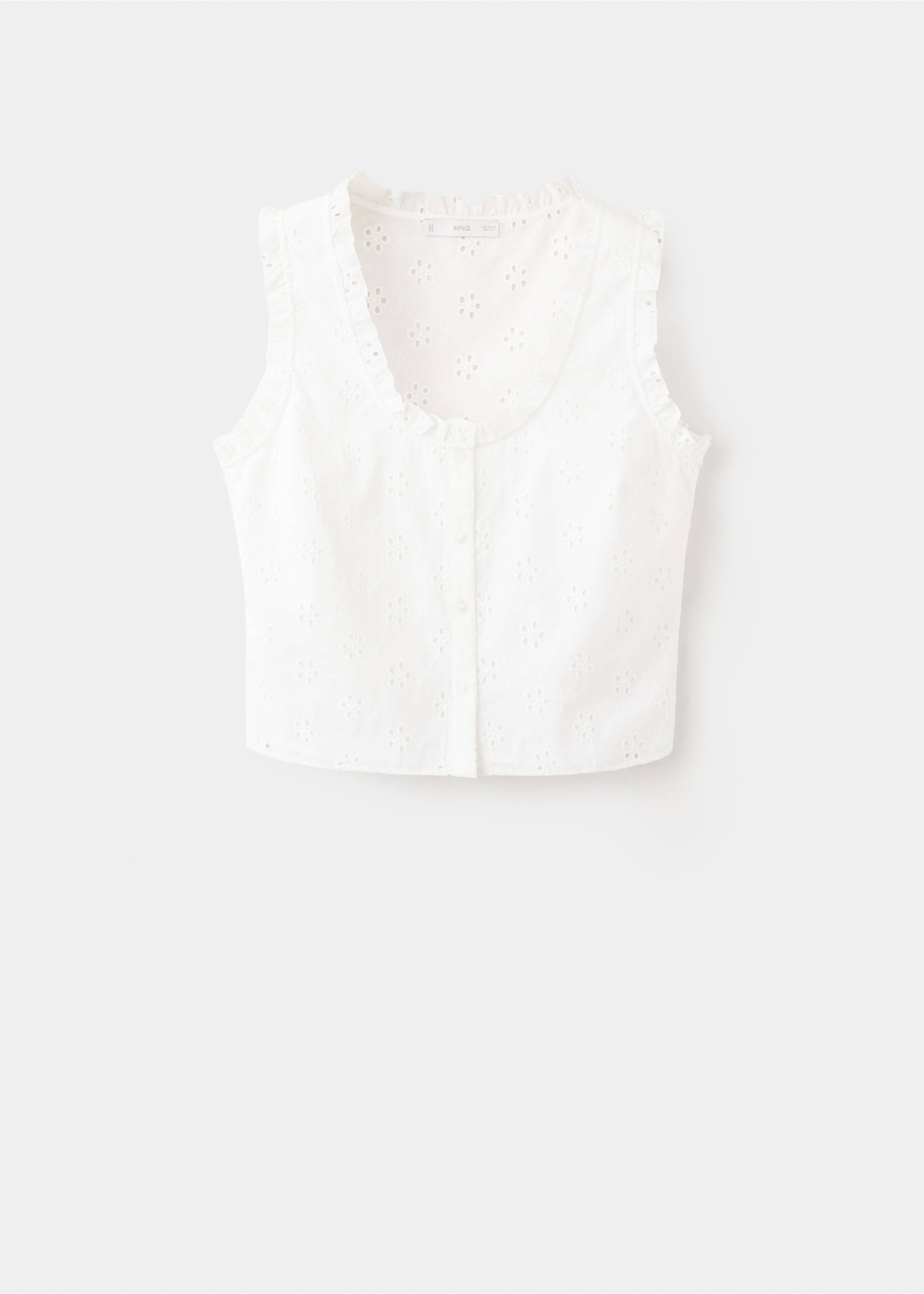 Cotton blouse with broderie anglaise embroidery - Article without model, Off White. Ref: 37091378-00.