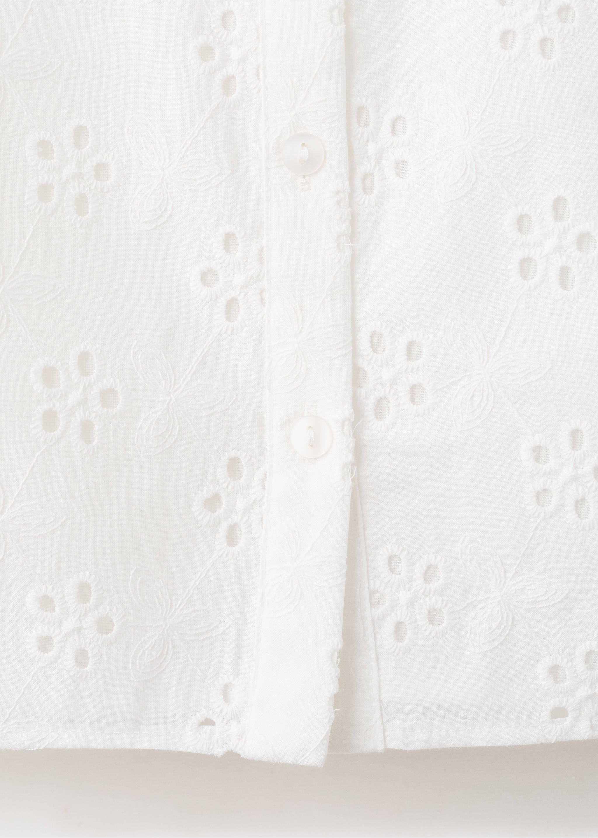 Cotton blouse with broderie anglaise embroidery - Details of the article 0, Off White. Ref: 37091378-00.